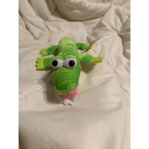 Green Alligator Plush Toy – Cartoon Style with Big Eyes & Yellow Feet